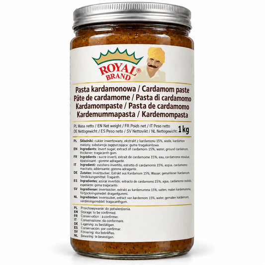 Pasta kardamonowa 1 kg Royal Brand – projekt opakowania w szklanym słoiku