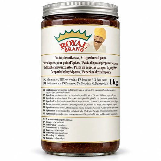 Pasta piernikowa 1 kg Royal Brand – projekt opakowania w szklanym słoiku