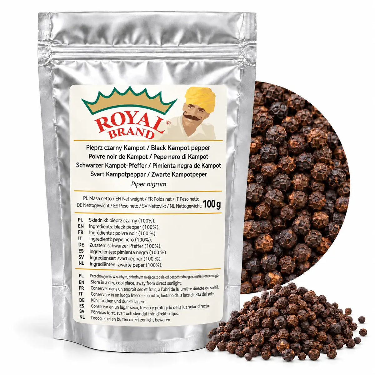 Pieprz czarny Kampot ziarnisty 100 g Royal Brand