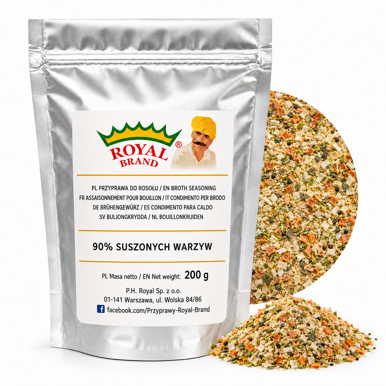 Przyprawa do rosołu 90% suszonych warzyw 200 g Royal Brand