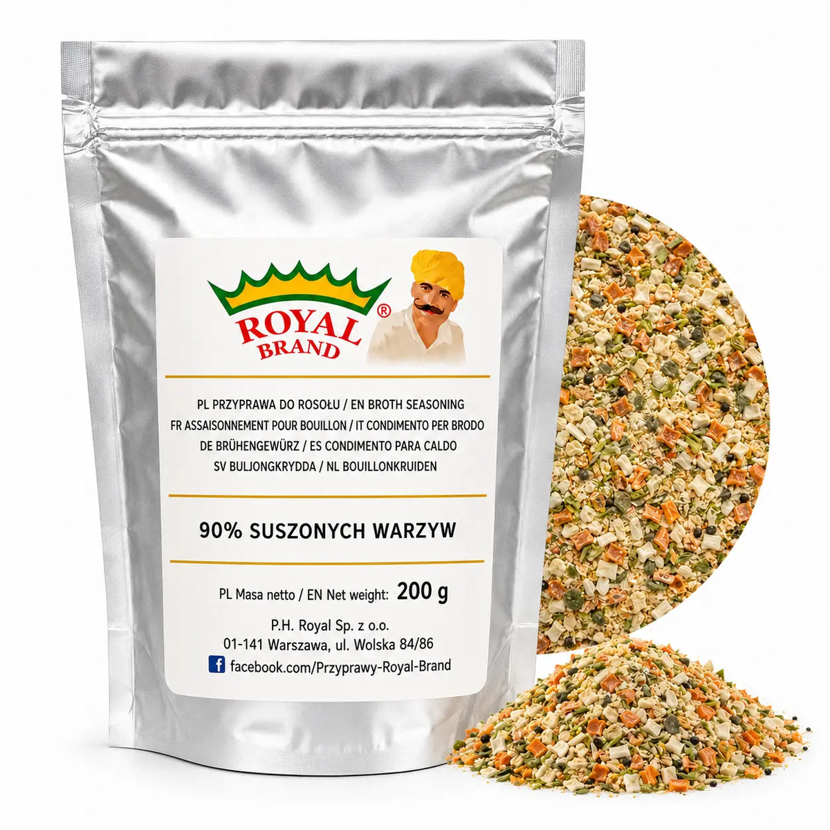 Przyprawa do rosołu 90% suszonych warzyw 200 g Royal Brand