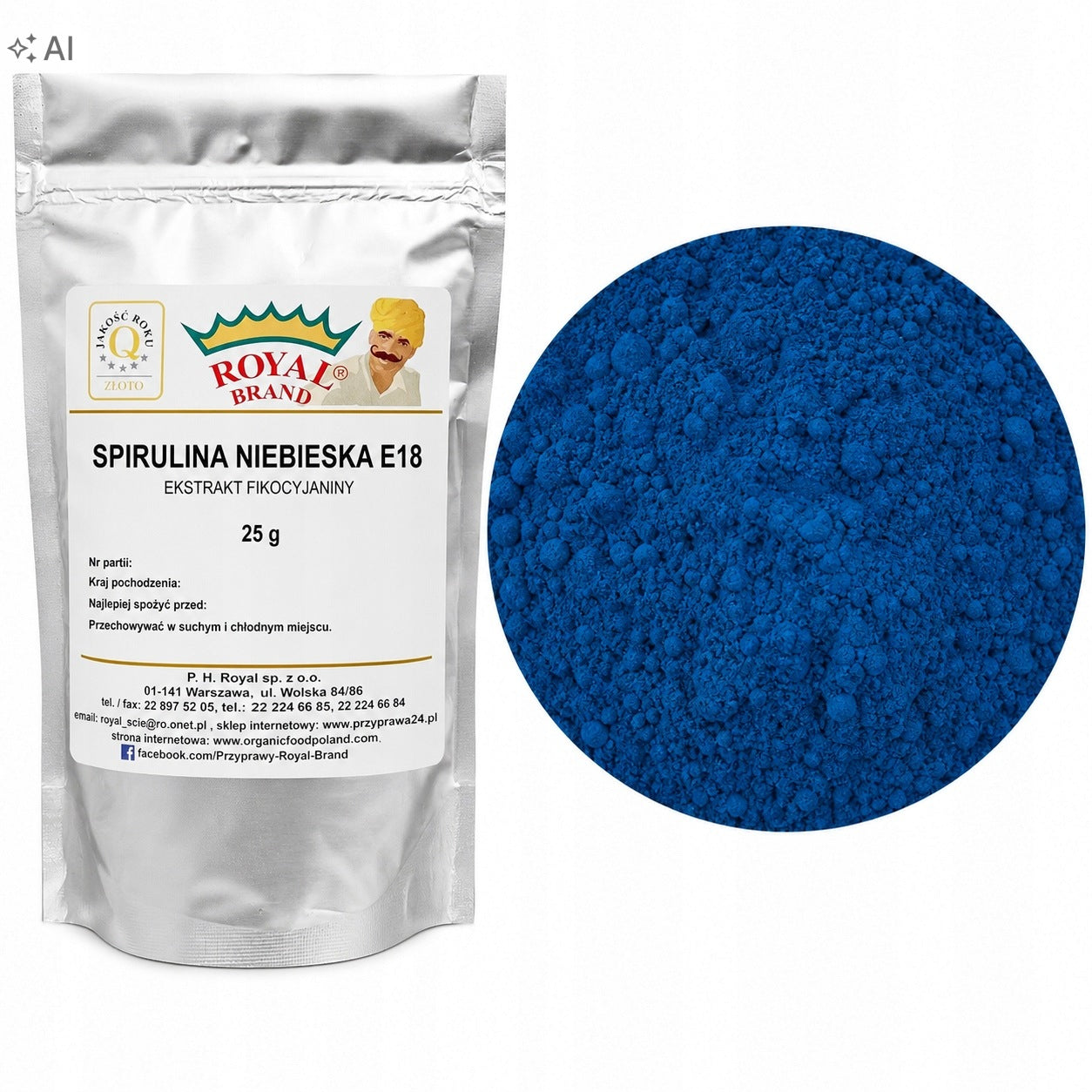 SPIRULINA NIEBIESKA E18 SPOŻYWCZA ROYAL BRAND - 25 g Royal Brand