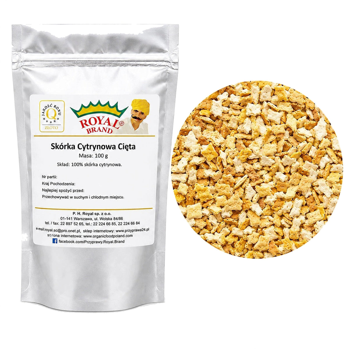 Skórka cytrynowa cięta 100g do herbaty ciast Royal Brand Royal Brand