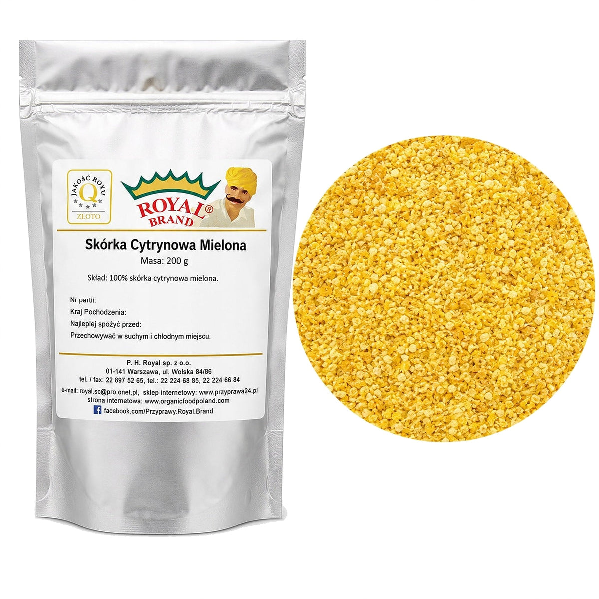Skórka cytrynowa mielona 200g do ciast deserów herbaty Royal Brand Royal Brand