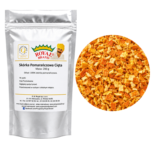 Skórka pomarańczowa cięta 200g do herbaty ciast Royal Brand Royal Brand