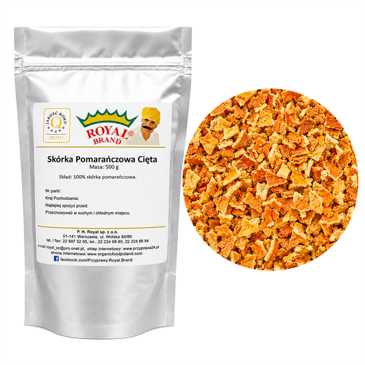Skórka pomarańczowa cięta 500g do herbaty ciast Royal Brand Royal Brand