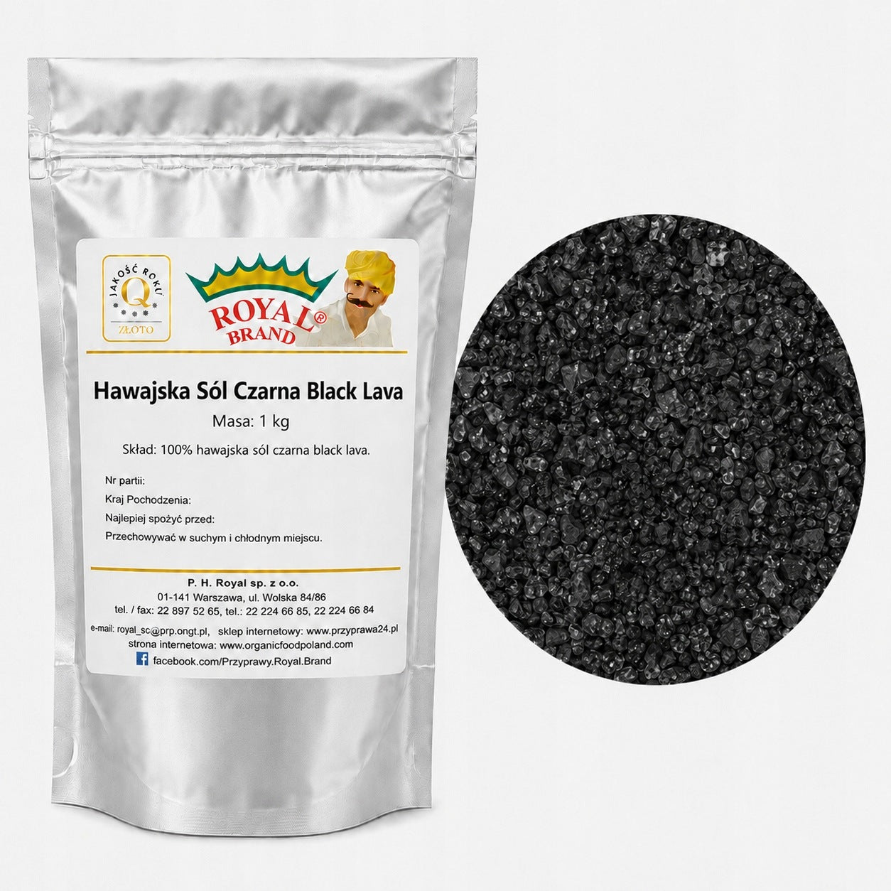 Sól czarna hawajska Black Lava 1 kg gruboziarnista Royal Brand Royal Brand