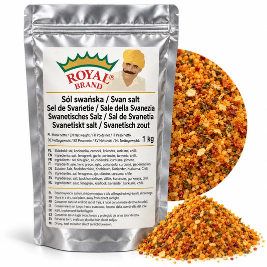 Projekt opakowania: Sól swańska 1 kg Royal Brand; logo Royal Brand do weryfikacji.