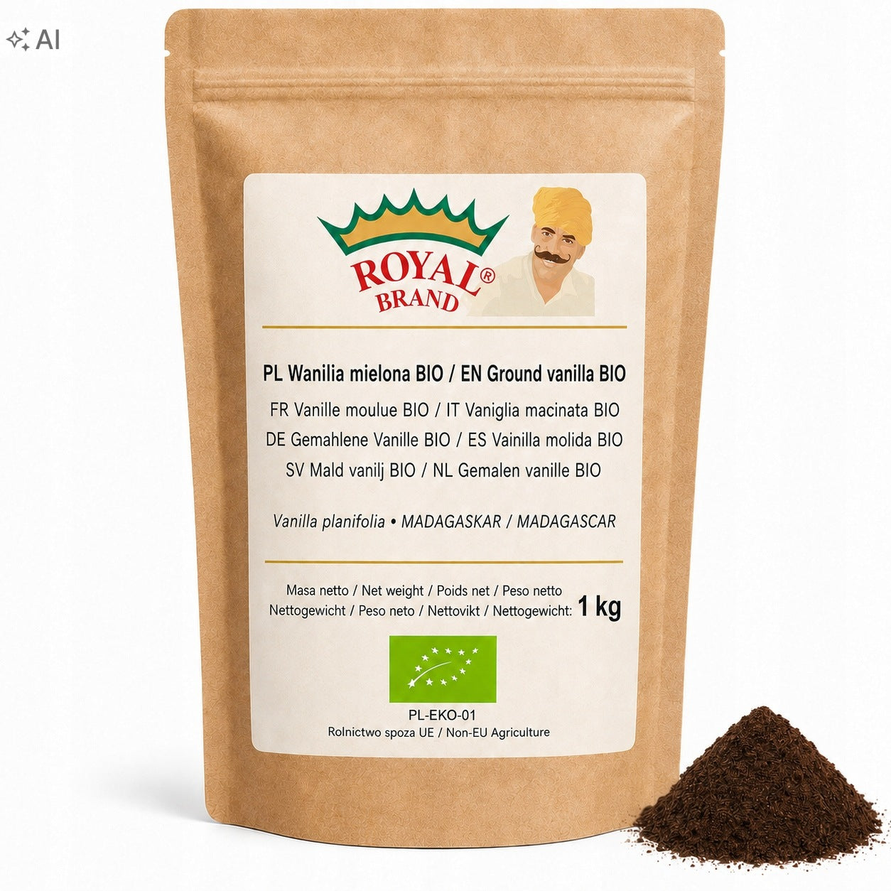 Wanilia w Proszku Mielona BIO 1 kg Bez Dodatków Ekologiczna Bourbon Royal Brand
