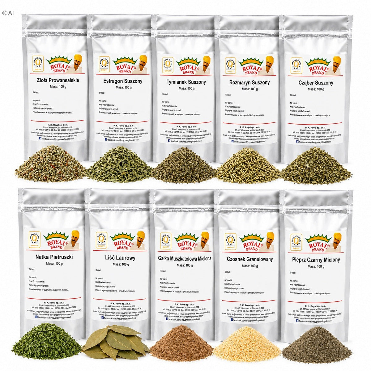 Zestaw Przypraw Francuskich 10x100g Zioła Prowansalskie Royal Brand Royal Brand