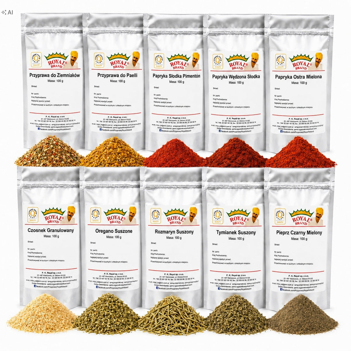 Zestaw Przypraw Hiszpańskich 10x100g Paella Patatas Bravas Royal Brand Royal Brand