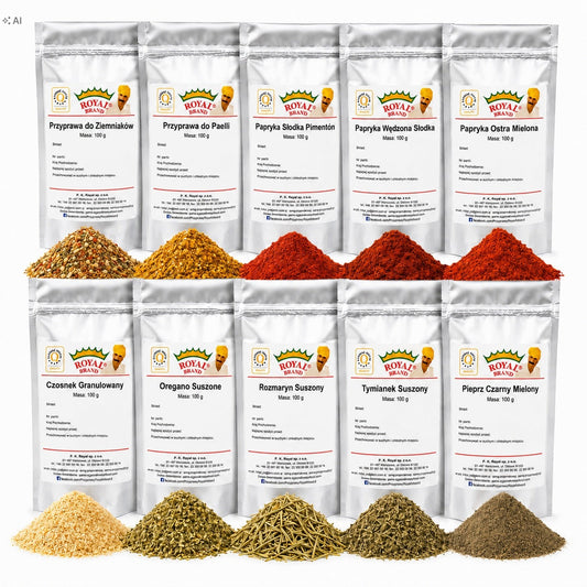 Zestaw Przypraw Hiszpańskich 10x100g Paella Patatas Bravas Royal Brand Royal Brand