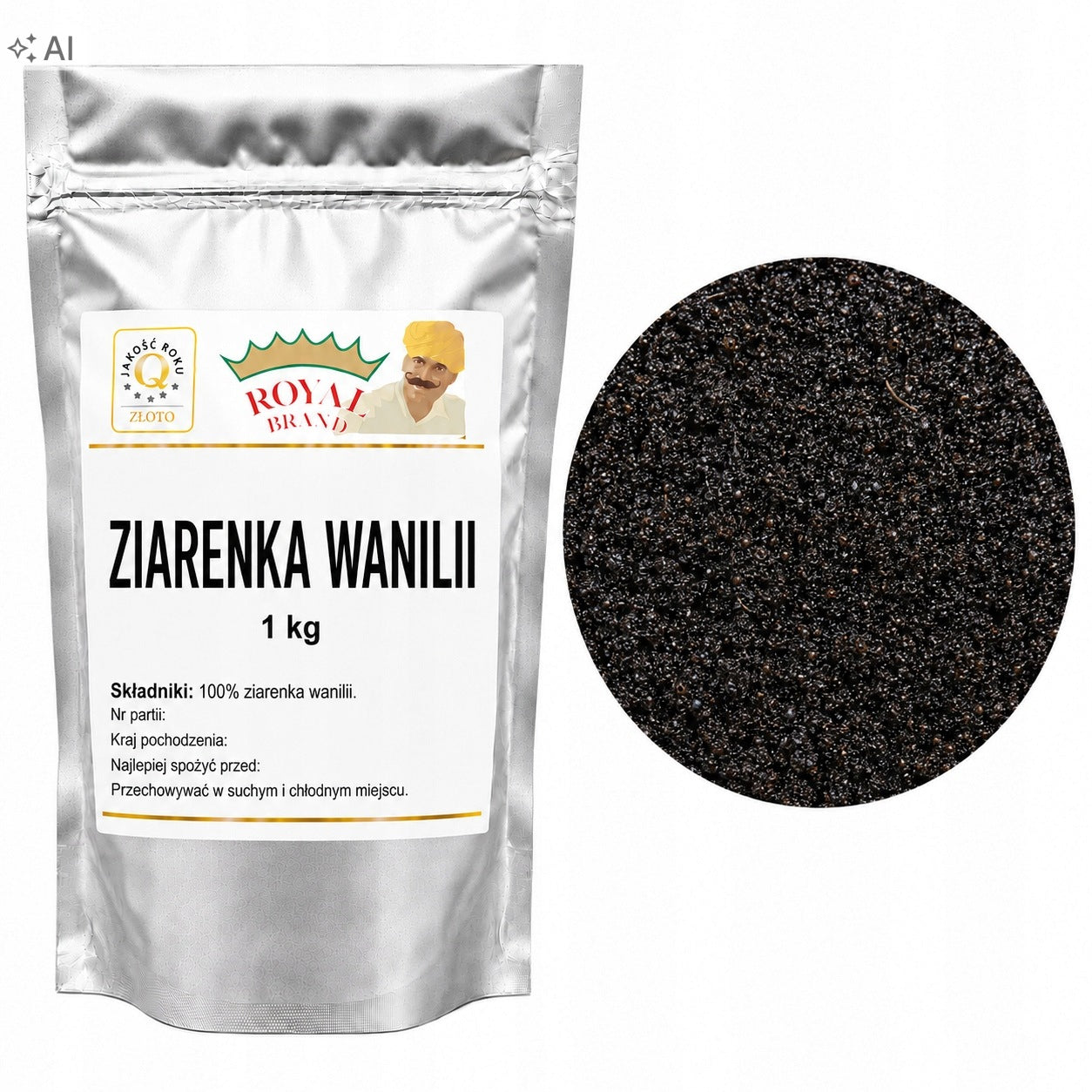 Ziarna wanilii 1 kg do lodów deserów cukiernictwa Royal Brand Royal Brand