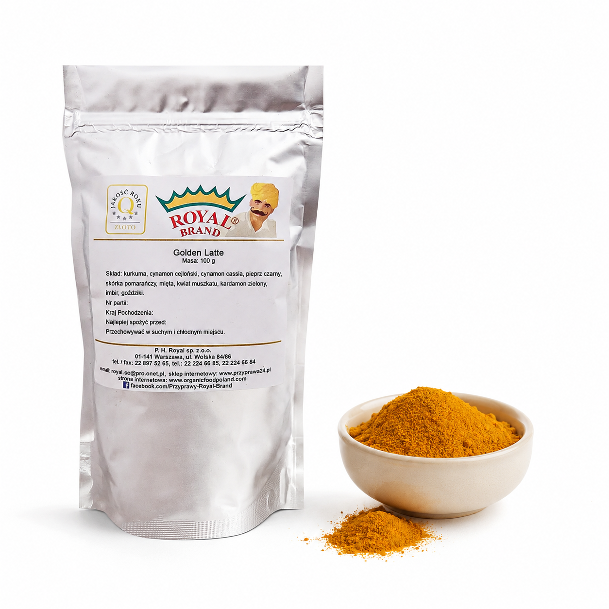Złote Mleko 100 g Royal Brand – opakowanie i mieszanka przypraw