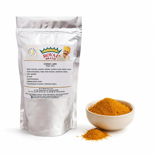 Złote Mleko 100 g Royal Brand – opakowanie i mieszanka przypraw