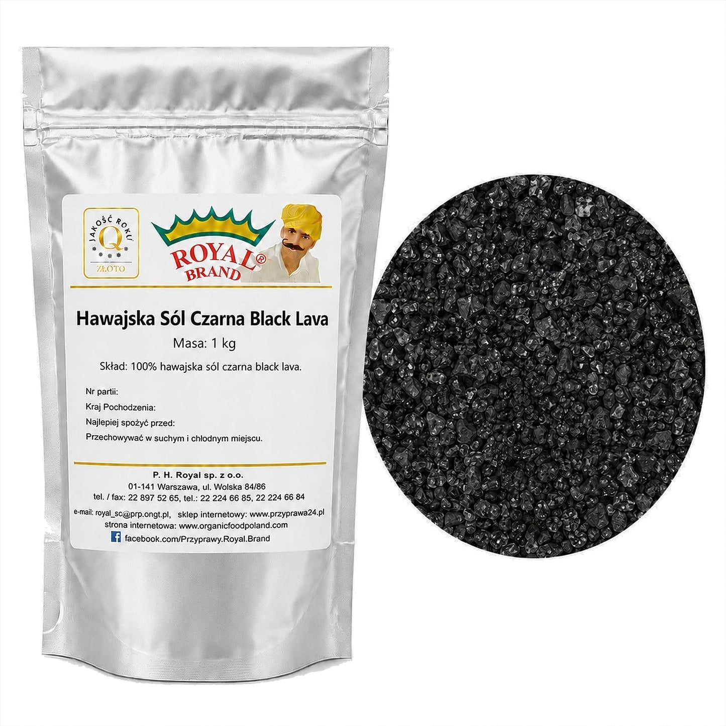 Sól czarna hawajska Black Lava 1 kg gruboziarnista Royal Brand Royal Brand