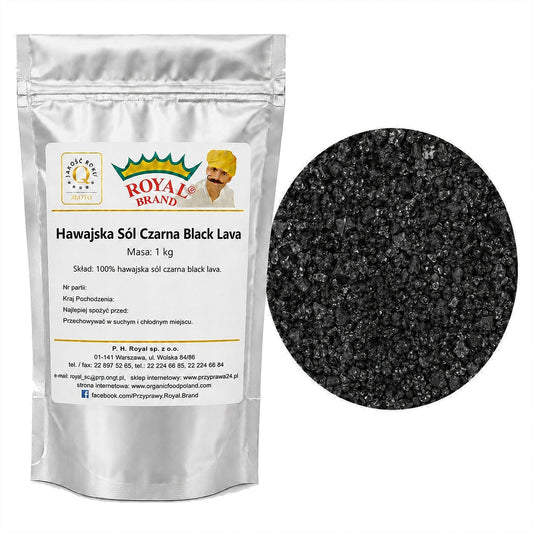 Sól czarna hawajska Black Lava 1 kg gruboziarnista Royal Brand Royal Brand